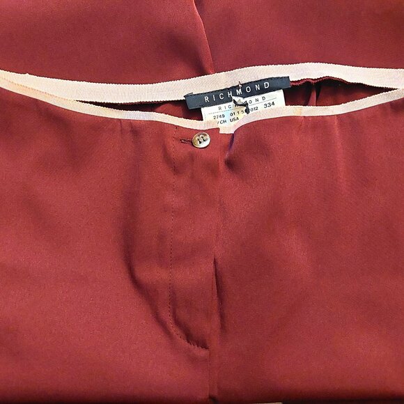 Richmond Burgundy Wide Leg Pants Slacks Trousers Sz 42 NWT - Picture 8 of 11